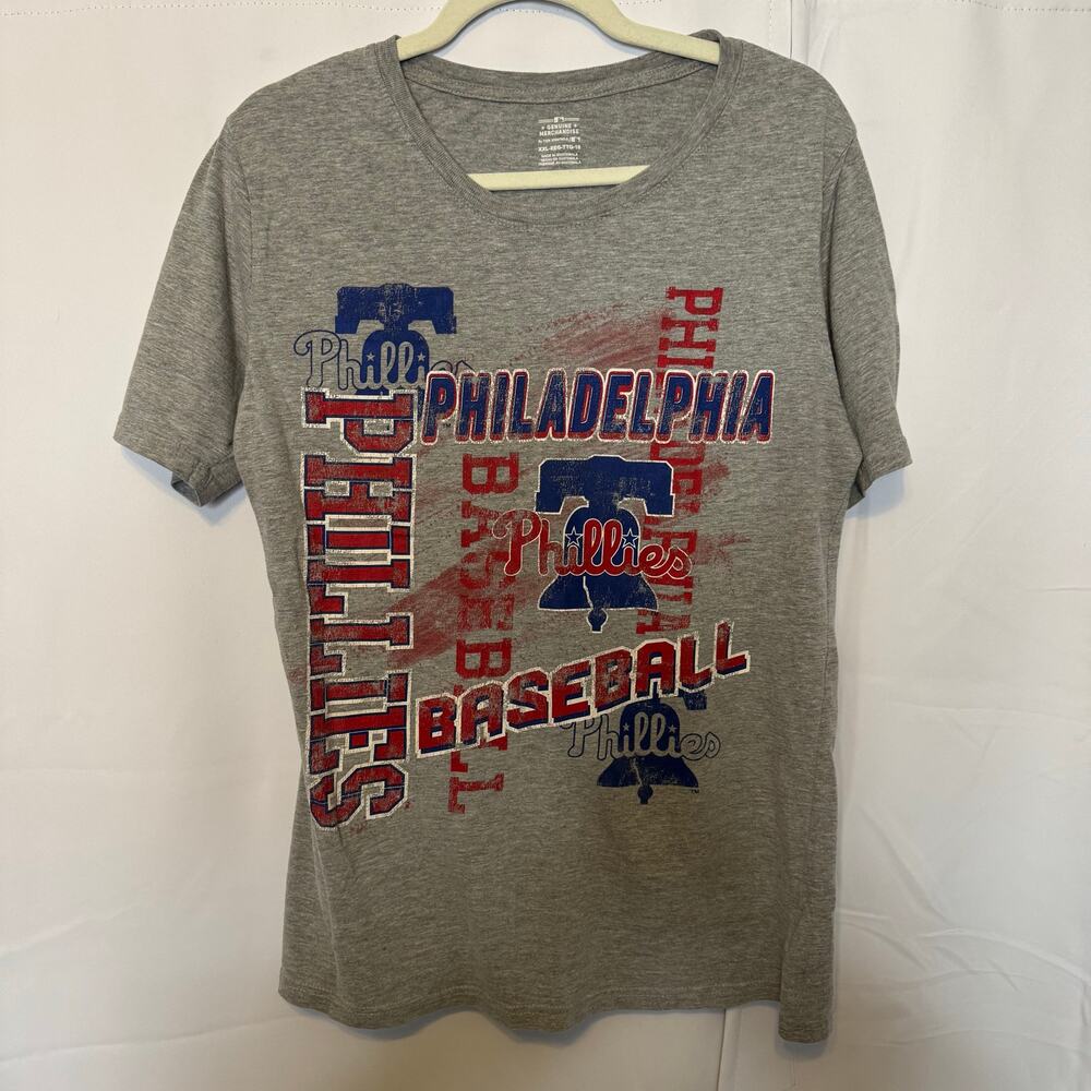 Philadelphia Phillies Team Athletics Women’s XXL Gray T-Shirt Liberty Bell MLB